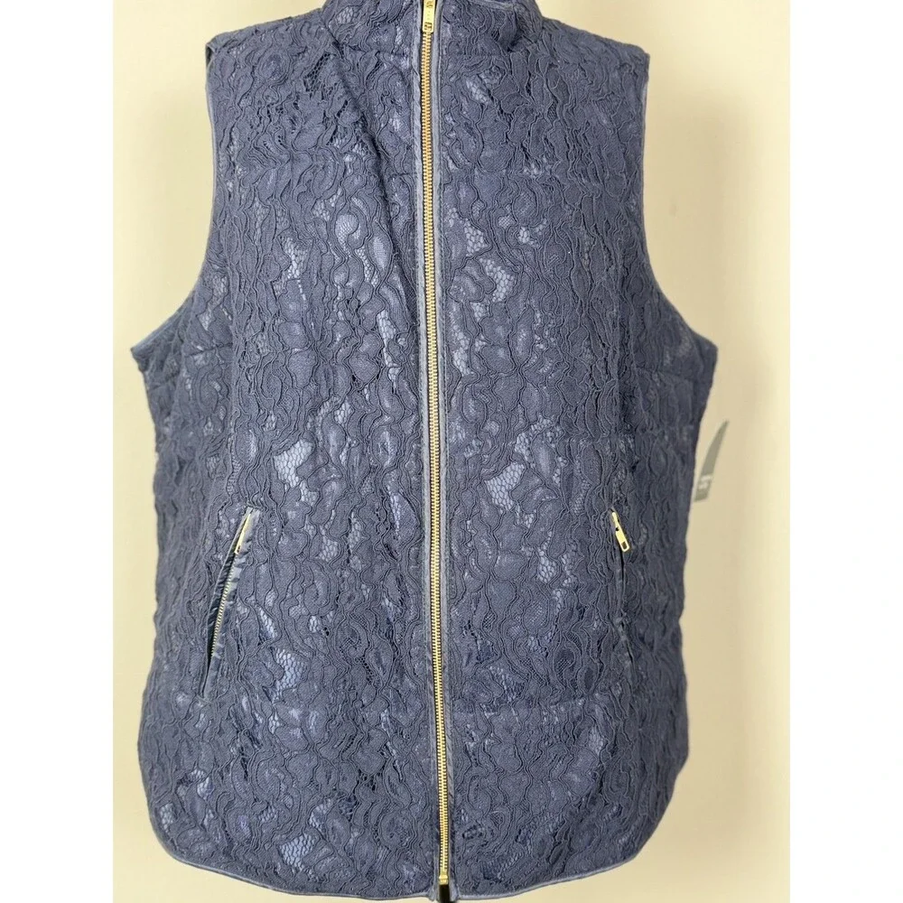 NWT Crown & Ivy Curvy Lace Vest – Navy Blue – Size 2x curvy - Picture 6 of 16